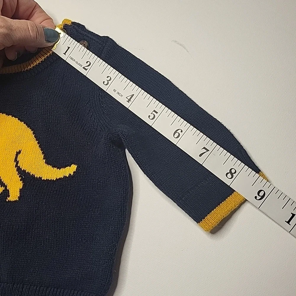 BABY GAP Crewneck Navy Blue Sweater‎ Boys Yellow Dinosaur Sweater Top Size 0-3mo